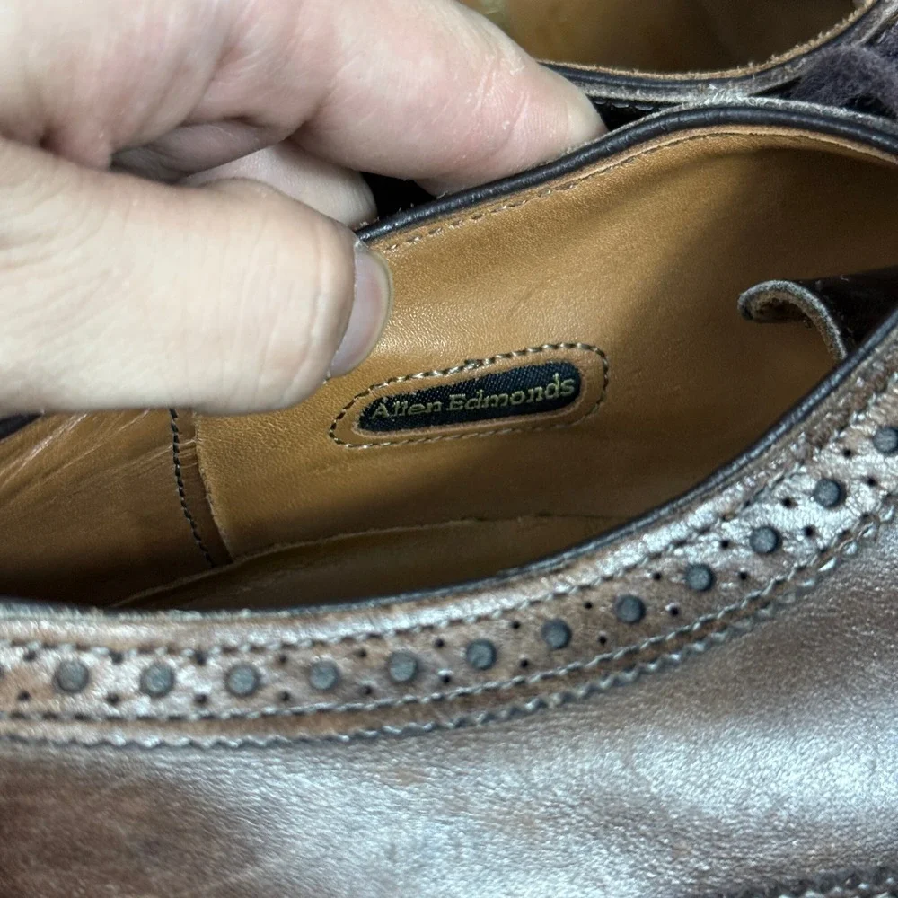 Allen Edmonds McAllister Wingtip Oxford Mens 11 B Brown Leather Dress Shoes 1991